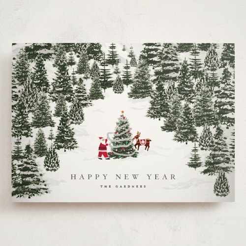 This is a coal holiday photo cards with standard by Jennifer Lew called christmas forest printing on signature in grand