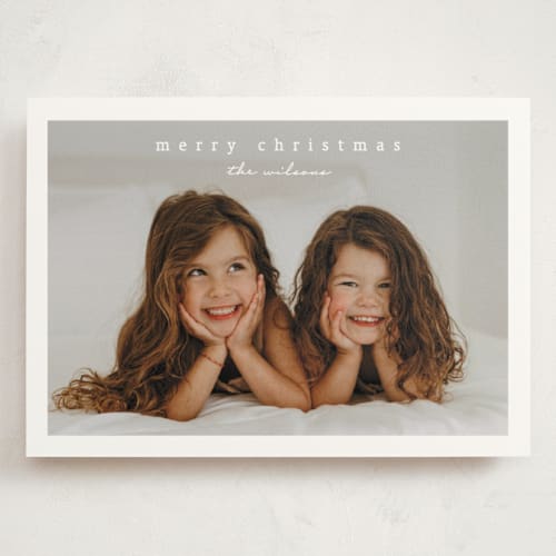 This is a snow holiday photo cards with standard by Stacey Meacham called simplest border printing on signature in grand