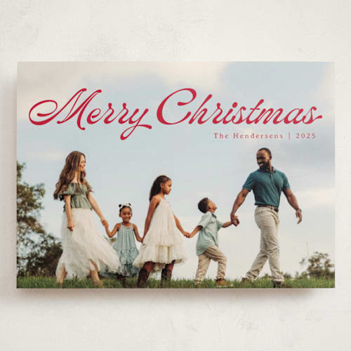 This is a berry holiday photo cards with standard by Ellis called calligraphic printing on signature in grand