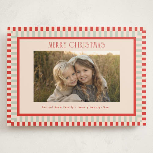This is a tomato holiday photo cards with standard by Julie Murray called modern plaid printing on signature in grand