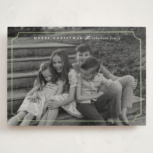 This is a lime holiday photo cards with standard by Ellen Schlegelmilch called sweetly framed printing on signature in grand