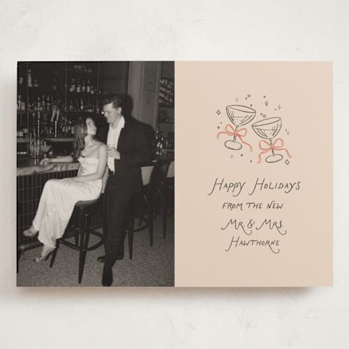 This is a candied grapefruit holiday photo cards with standard by Randi Cirelli called newlywed toast printing on signature in grand