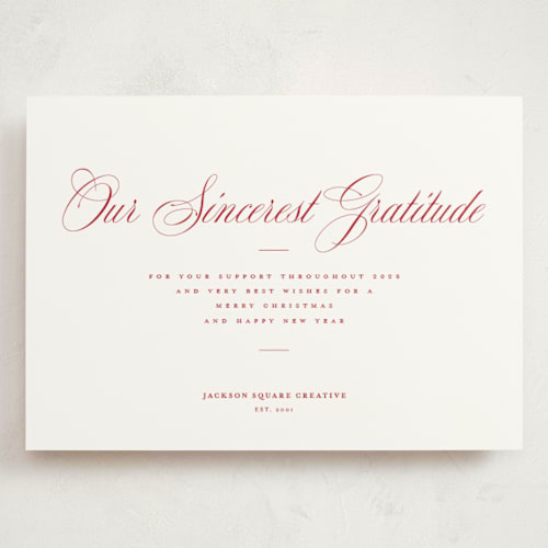This is a santa suit holiday photo cards with standard by Blustery August called milano printing on signature in grand