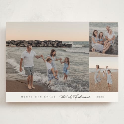 This is a snow holiday photo cards with standard by Nicole Walsh called elegant trio printing on signature in grand