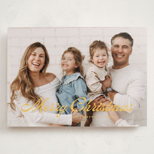 This is a star holiday photo cards with standard by Wildfield Paper Co called retro modern printing on signature in grand