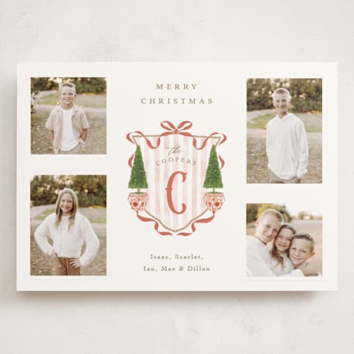 This is a currant holiday photo cards with standard by Susan Zinader called family crest printing on signature in grand