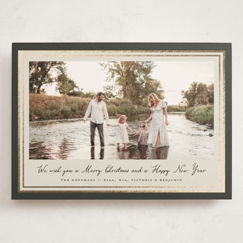 This is a olive foil stamped holiday cards with foil pressed by Petra Kern called oasis printing on signature in grand