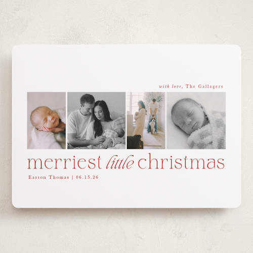 This is a cranberry babys first christmas with standard by Sarah Brown called little merriest printing on recycled smooth signature in grand