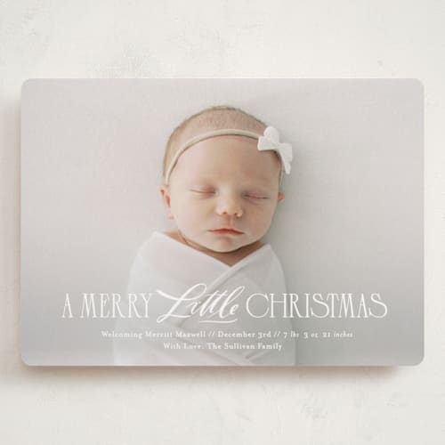 This is a snowflake babys first christmas with standard by Julie Murray called new little one printing on recycled smooth signature in grand