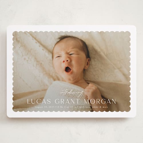 This is a icing grand birth announcements with standard by Yaling Hou Suzuki called first glimpse printing on smooth signature in grand