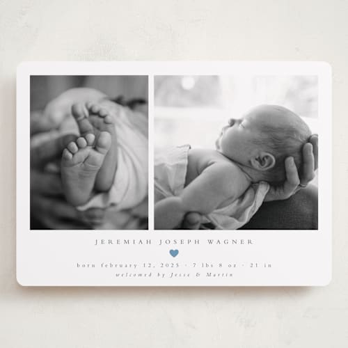 This is a sky grand birth announcements with standard by Emily Sabol Goss called effortless printing on recycled smooth signature in grand