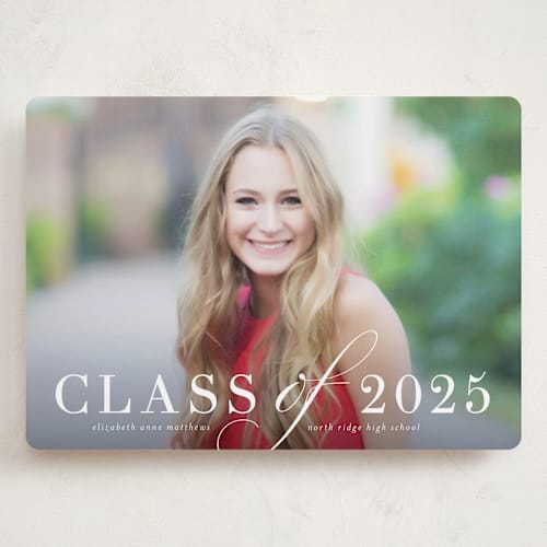 This is a pebble graduation announcements with standard by Katy Shen called timeless grad printing on recycled smooth signature in grand