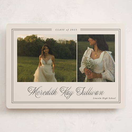 This is a almond graduation announcements with standard by Brianne Larsen called timeless border printing on recycled smooth signature in grand