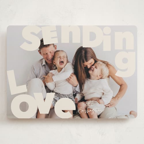 This is a cream valentines day with standard by Baumbirdy called big type printing on recycled smooth signature in grand