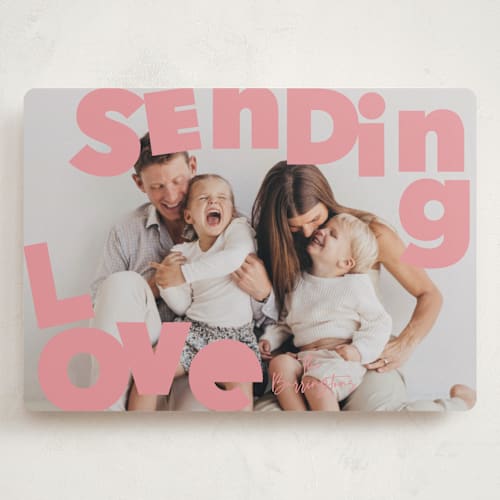 This is a blush valentines day with standard by Baumbirdy called big type printing on recycled smooth signature in grand