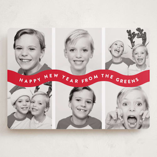 This is a santa suit holiday photo cards with standard by Up Up Creative called bouncy printing on recycled smooth signature in grand