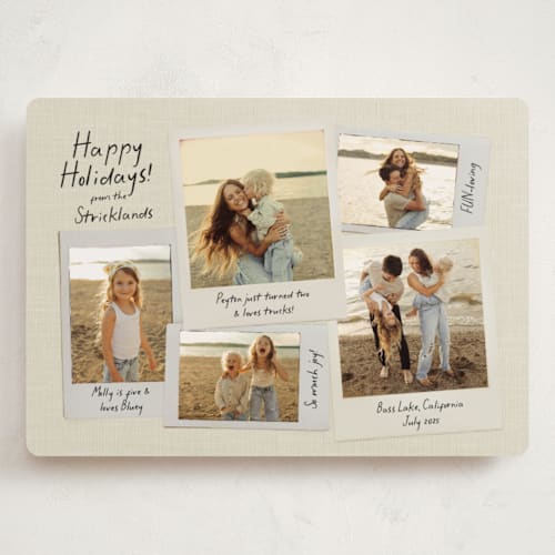 This is a linen holiday photo cards with standard by Kamala Nahas called insta joy printing on recycled smooth signature in grand