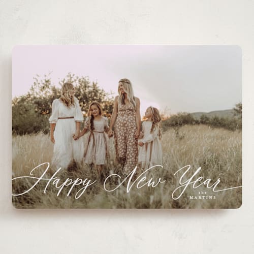 This is a snow holiday photo cards with standard by Kelly Schmidt called scripted merry christmas printing on recycled smooth signature in grand