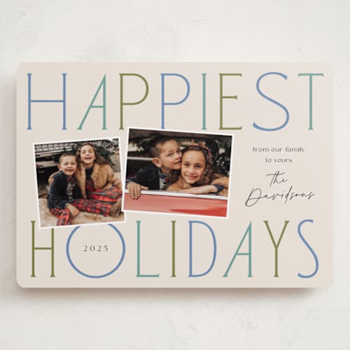 This is a frosting holiday photo cards with standard by Laura Hankins called grand greetings printing on recycled smooth signature in grand