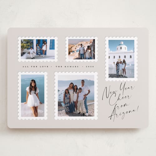 This is a ivory holiday photo cards with standard by Amy Payne called stamp collection printing on recycled smooth signature in grand