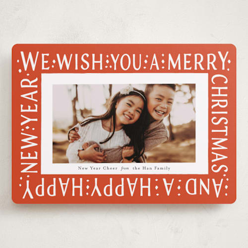 This is a cherry holiday photo cards with standard by Ani Somi called best wishes printing on recycled smooth signature in grand