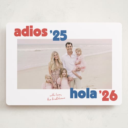 This is a azure holiday photo cards with standard by Megan Davis called adios printing on recycled smooth signature in grand
