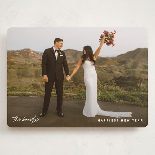 This is a pearl holiday photo cards with standard by Pixel and Hank called minimize printing on recycled smooth signature in grand