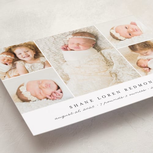 This is a slate petite birth announcements with standard by Brianne Larsen called classically modern printing on recycled smooth signature in petite