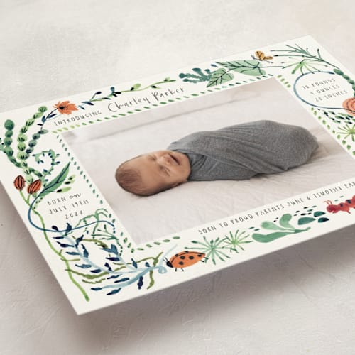 This is a pond petite birth announcements with standard by Morgan Ramberg called snuggle bug printing on recycled smooth signature in petite