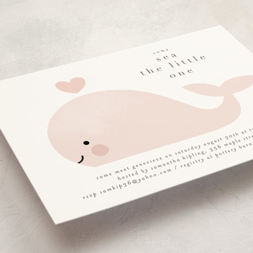 This is a blush baby shower postcards with standard by Lori Wemple called sea printing on signature in postcard