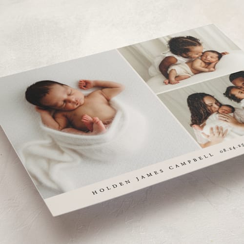 This is a cloud birth announcement postcards with standard by Brianne Larsen called sweet three printing on signature in postcard