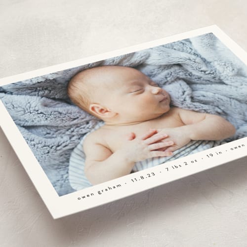 This is a onyx birth announcement postcards with standard by Lauren Chism called basic printing on signature in postcard