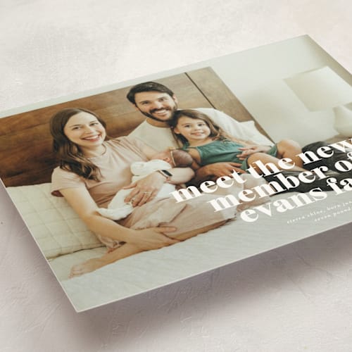 This is a cloud birth announcement postcards with standard by Lori Wemple called newest printing on signature in postcard