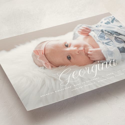 This is a marshmallow birth announcement postcards with standard by chocomocacino called cupcake printing on signature in postcard