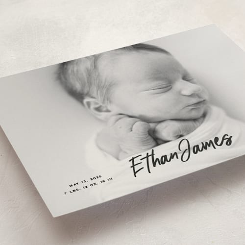 This is a volcano birth announcement postcards with standard by Owl and Toad called just the facts printing on signature in postcard