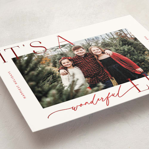 This is a candy cone christmas postcards with foil pressed by Jackie Crawford called it's a wonderful life printing on signature in postcard