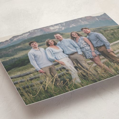 This is a winter christmas postcards with foil pressed by Morgan Kendall called modern traditionalist printing on signature in postcard