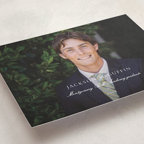 This is a cloud graduation announcements with standard by Sara Hicks Malone called academy printing on signature in petite