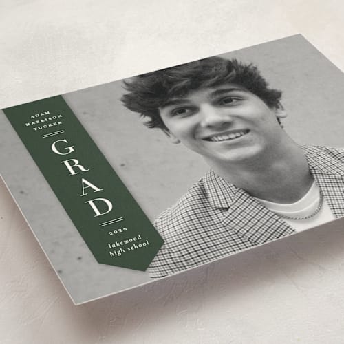 This is a pine graduation announcements with standard by Lauren Chism called classic sash printing on signature in petite
