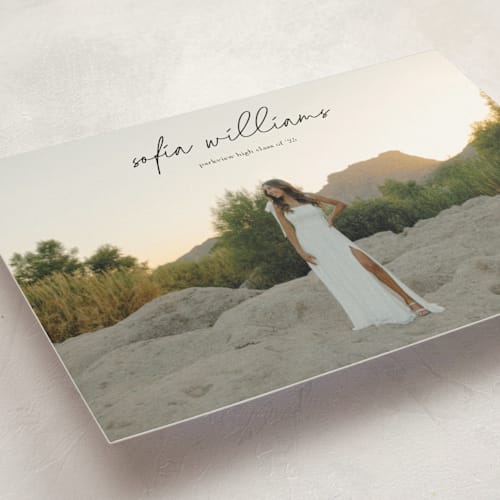 This is a onyx graduation announcements with standard by Eric Ransom called high script printing on signature in petite
