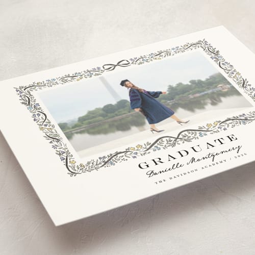 This is a ink graduation announcements with standard by Petra Kern called floristica printing on signature in petite