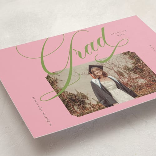 This is a strawberry matcha graduation announcements with standard by Vera Lim called bold.. printing on signature in petite