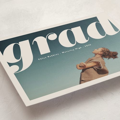 This is a mist graduation announcements with standard by Gwen Bedat called the cover printing on signature in postcard