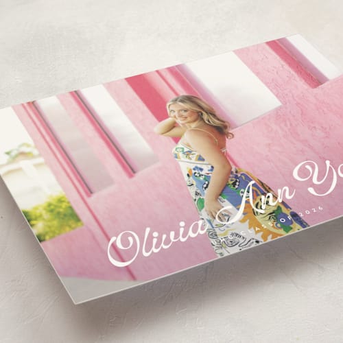 This is a diamond graduation announcements with standard by Julie Ley called modern retro printing on signature in postcard