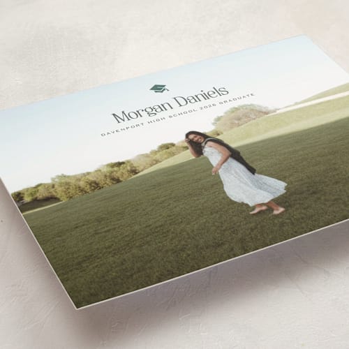 This is a fairway graduation announcements with standard by Carolyn MacLaren called elated cap printing on signature in postcard