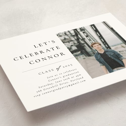 This is a snow graduation invitations with standard by Meggy Masters called divided printing on signature in postcard