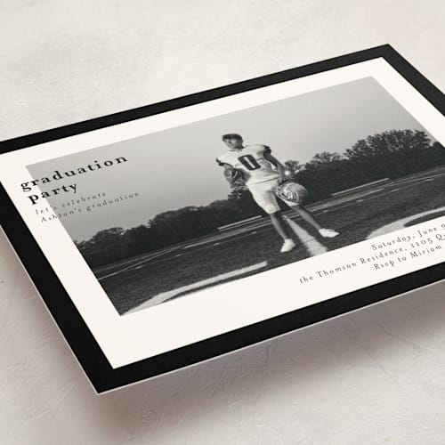 This is a chalk graduation invitations with standard by Deynaaz Daraei called naruna printing on signature in postcard