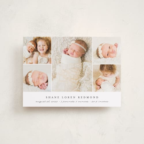 This is a slate petite birth announcements with standard by Brianne Larsen called classically modern printing on recycled smooth signature in petite
