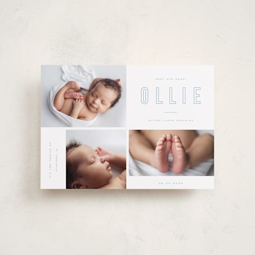 This is a sky petite birth announcements with standard by Kristie Kern called sweet gallery printing on smooth signature in petite