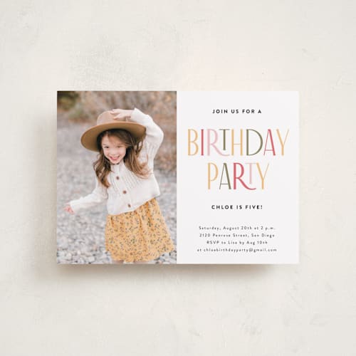 This is a candy petite kids birthday invitations with standard by Iveta Angelova called happy birthday printing on smooth signature in petite